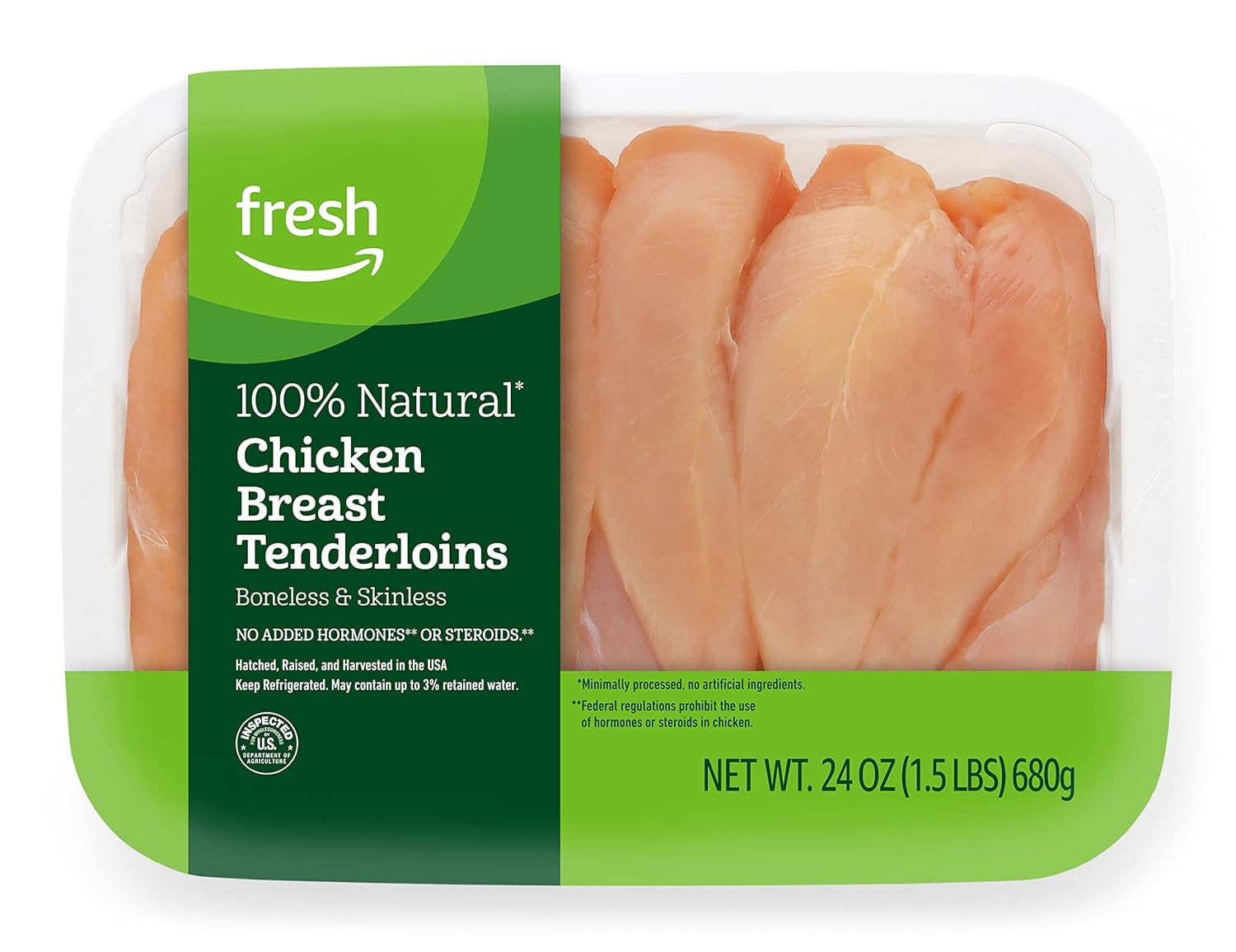 Amazon Fresh Brand, Chicken Breast Tenderloins, Boneless Skinless, 100% Natural, 1.5 Lb | Amazon (US)