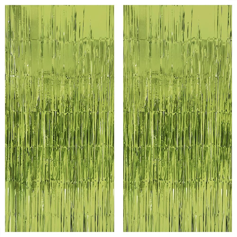 KatchOn, XtraLarge, Sage Green Foil Fringe Curtain - 6.4x8 Feet, Pack of 2 | Light Green Foil Fri... | Amazon (US)