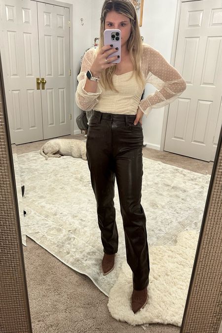 Abercrombie brown leather pant 