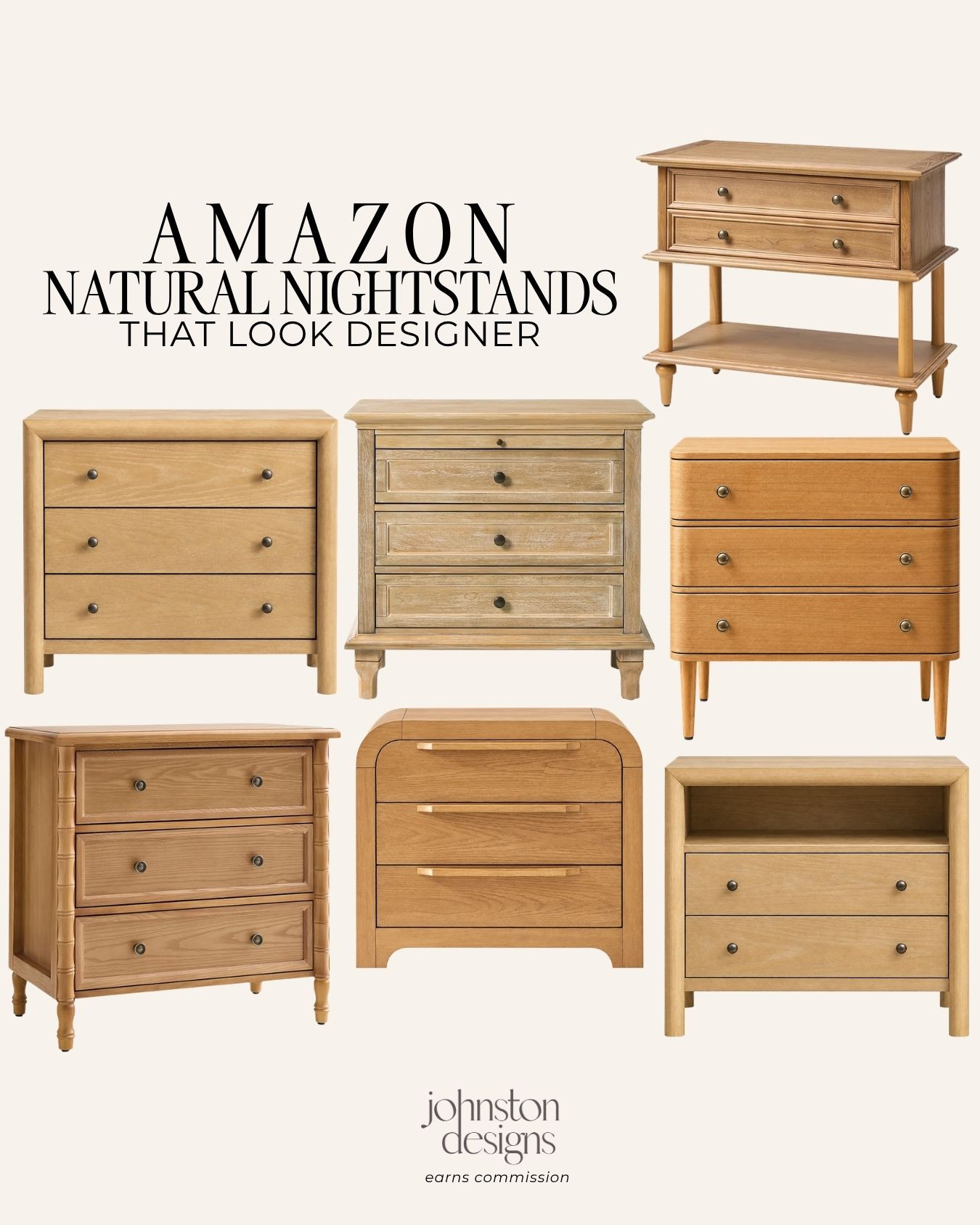 These Amazon nightstands have such a designer look. 🤎 Warm wood tones, pretty drawer details, and a mix of classic and curved silhouettes to bring your bedroom together. Pair with a lamp and your favorite books for a cozy bedside setup!

Amazon nightstands, natural wood look nightstand, light wood bedside table, bedroom furniture, nightstand with drawers, bedside storage, rounded nightstand, traditional nightstand, modern bedroom decor, neutral bedroom ideas, warm wood furniture, bedroom refresh

#nightstands #bedroomfurniture #bedsidetable #woodtones #bedroomrefresh #amazonfurniture #organicmodern #classicinteriors #bedroomstyling 

 #LTKHome
