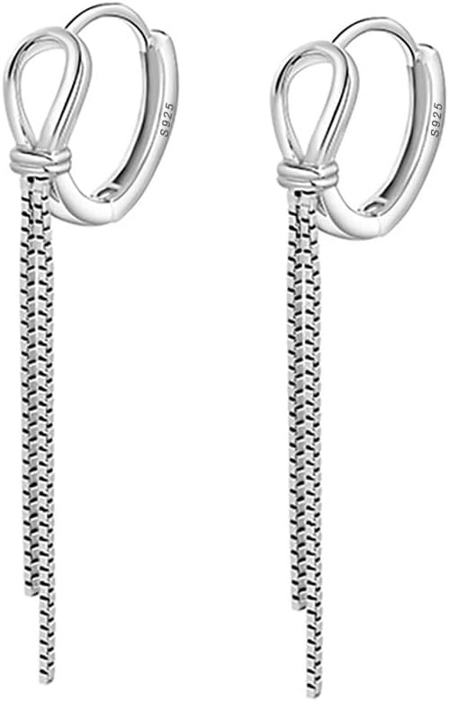 SLUYNZ 925 Sterling Silver Hoop Earrings Tassel for Women Teen Chain Dangle Hoop Earrings | Amazon (CA)