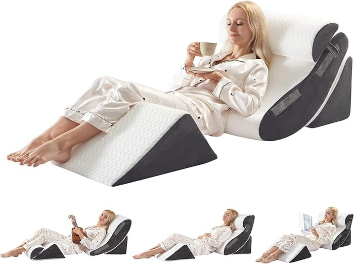 4PCS Orthopedic Bed Wedge Pillow Set for Sleeping, Post Surgery Foam Support Pillows for Back, Ne... | Amazon (US)