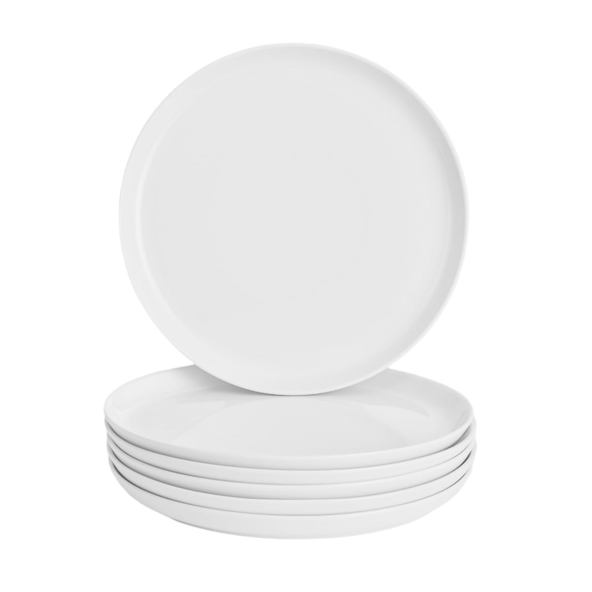 White Dinner Plates Set of 6, Porcelain Salad Plates 9 Inch, Modern Kitchen Plate, Round Serving ... | Amazon (US)