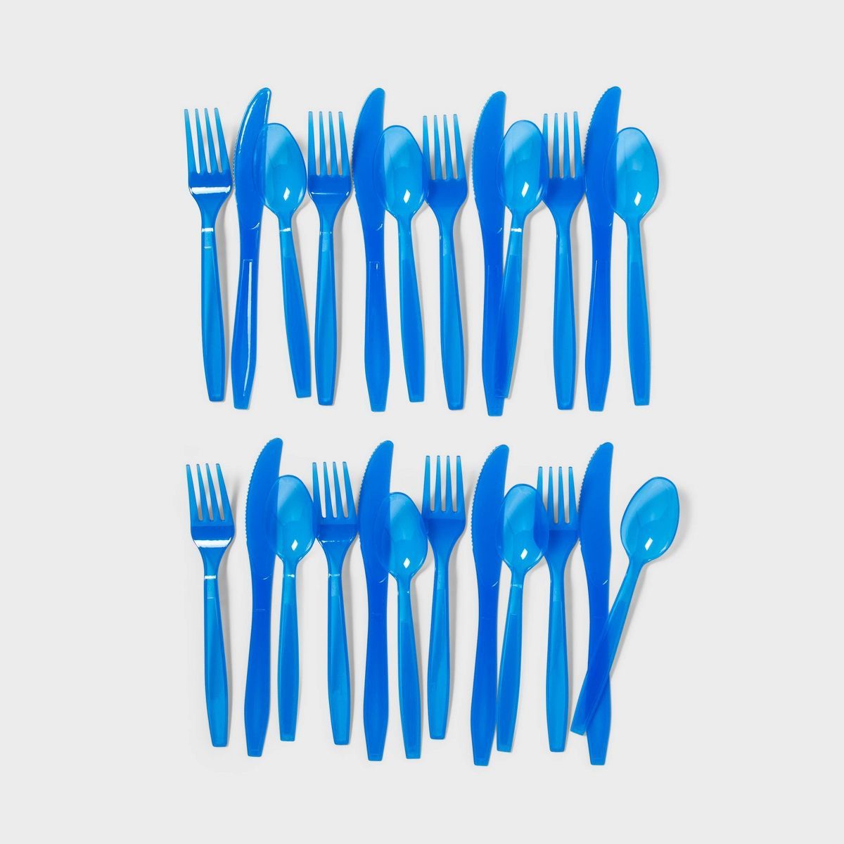24ct Plastic Cutlery Set Translucent Blue - Sun Squad™ | Target