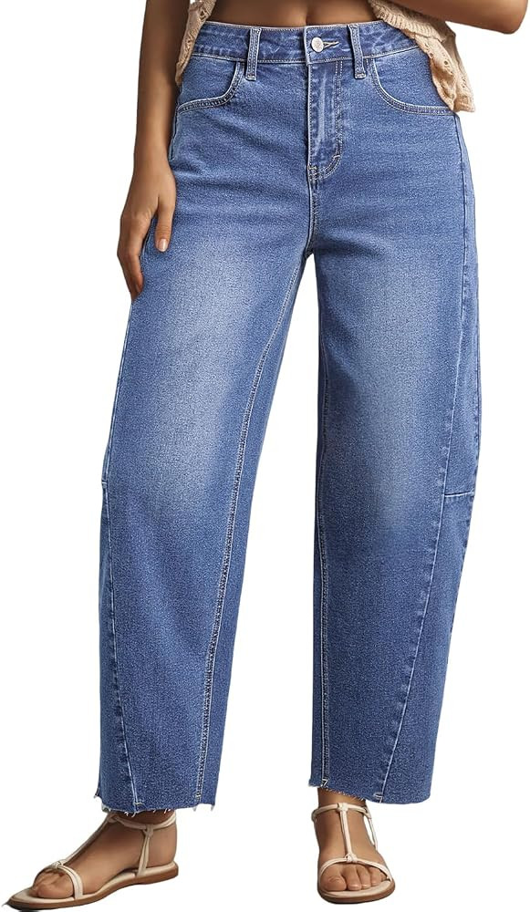 Dokotoo Casual Jeans for Women Loose Baggy Wide Leg Jeans Woman High Waisted Stretchy Denim Pants... | Amazon (US)