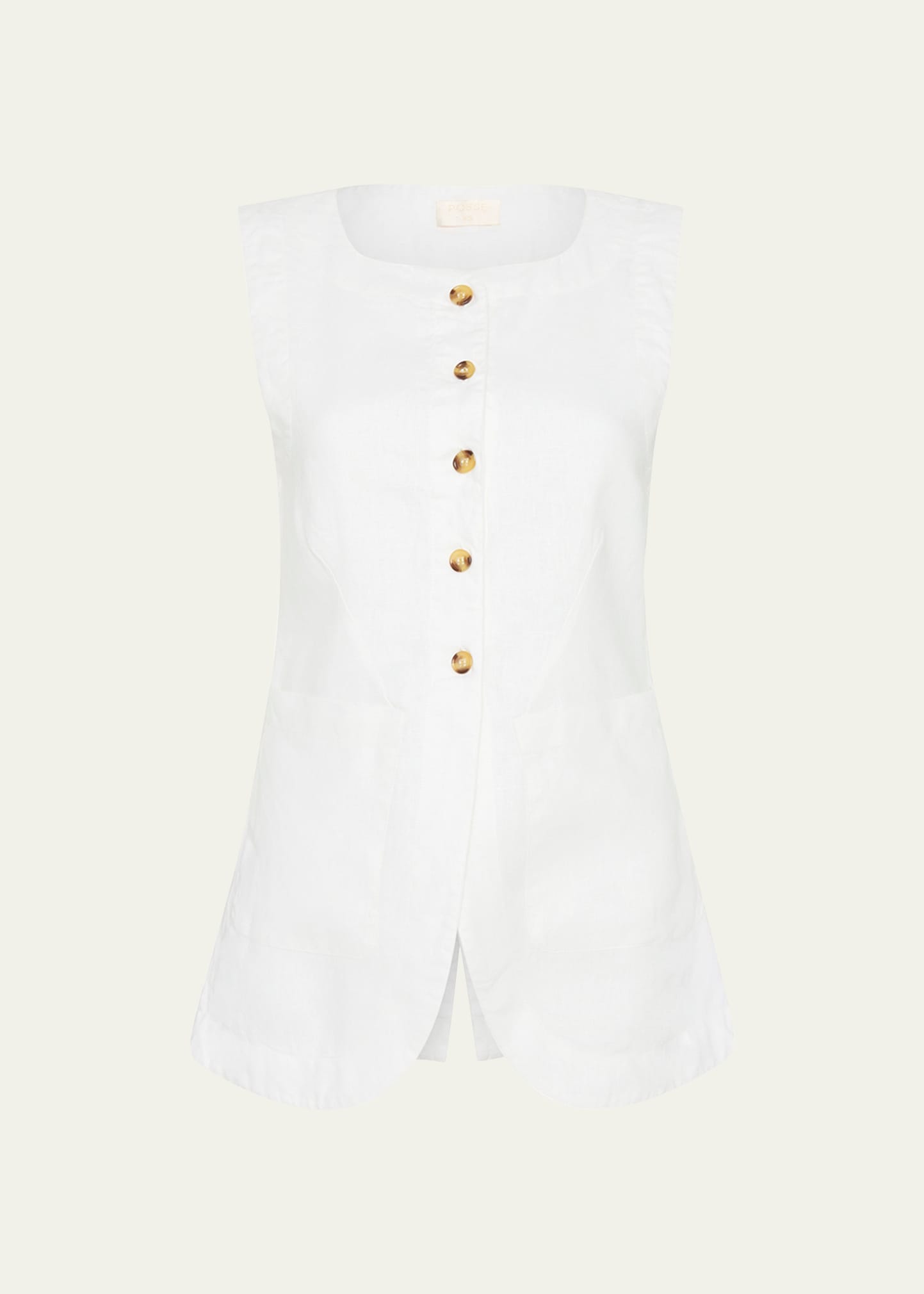 Posse Emma High-Neck Linen Cutaway Vest | Bergdorf Goodman