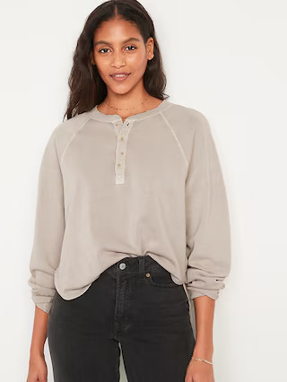 Long-Sleeve Henley Sweatshirt for Women | Old Navy (US)