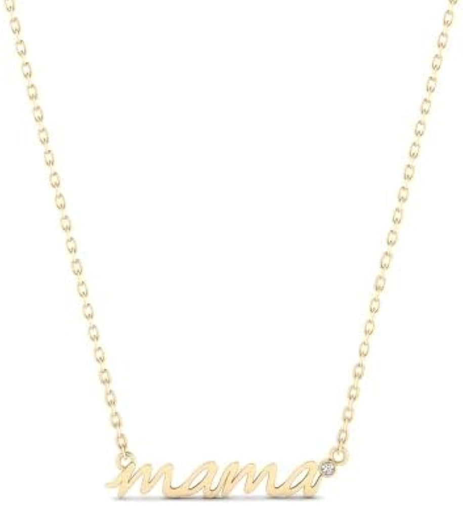 Gelin Diamond Mama Pendant Necklace in 14K Solid Gold | Gifts for Mother's Day, 18" | Amazon (US)