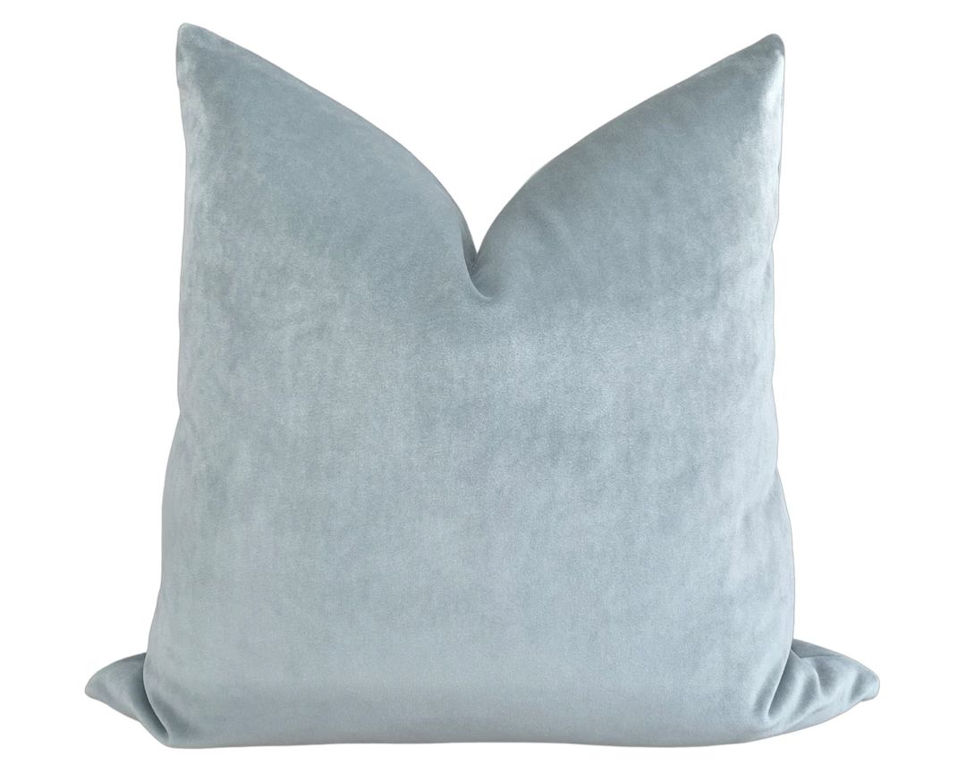 Belgium Spa Blue Velvet Pillow Cover Spa Blue Pastel Blue - Etsy | Etsy (US)