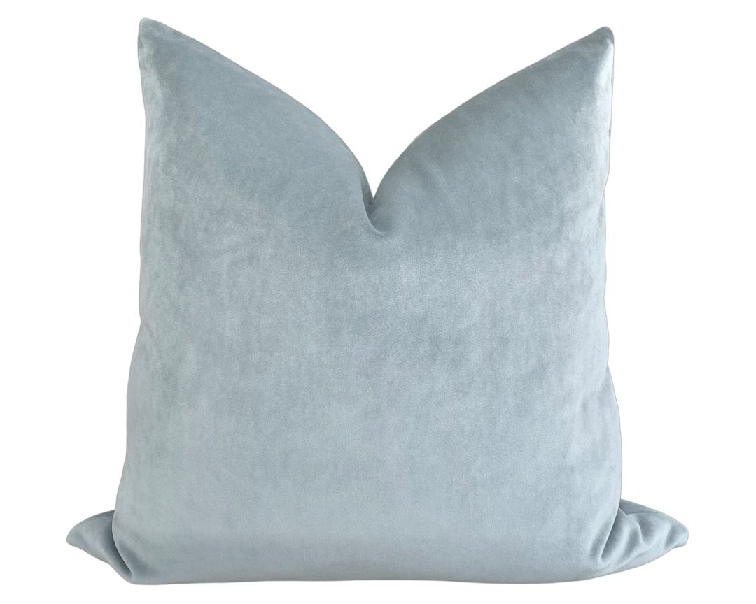 Belgium Spa Blue Velvet Pillow Cover - Spa Blue - Pastel Blue - Light Blue Pillow - Velvet Pillow... | Etsy (US)
