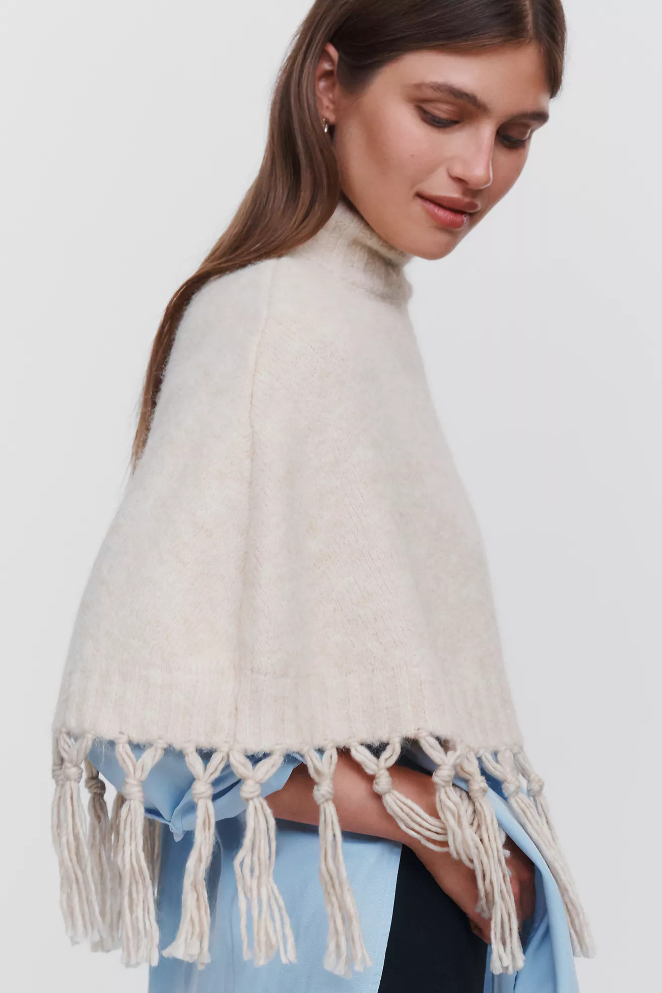 Mare Mare Cropped Fringed Poncho | Anthropologie (US)