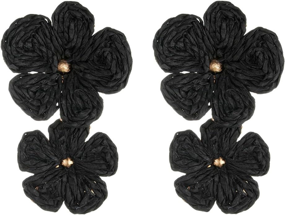 Raffia Flower Earrings, Raffia Straw Wrapped Flower Drop Dangle Earrings Summer Tropical Beach Je... | Amazon (US)