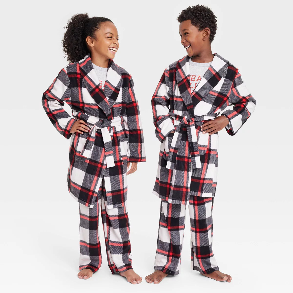 Kids' Buffalo Check Matching Family Robe - Wondershop™ Black | Target