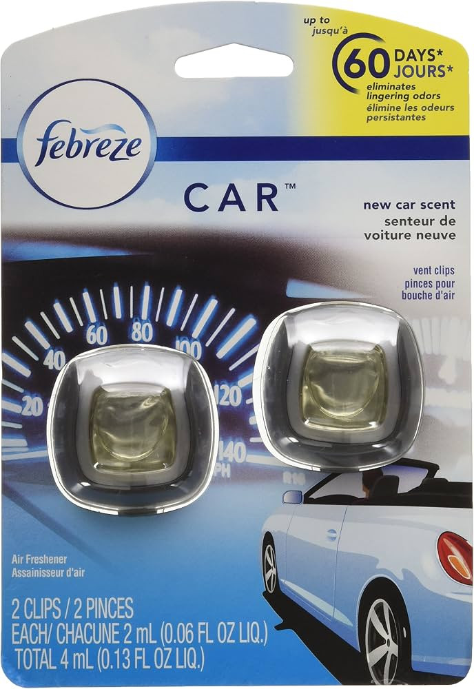 Febreze Car Air Fresheners, New Car Scent, Odor Eliminator for Strong Odors Car Vent Clips (2 Cou... | Amazon (US)