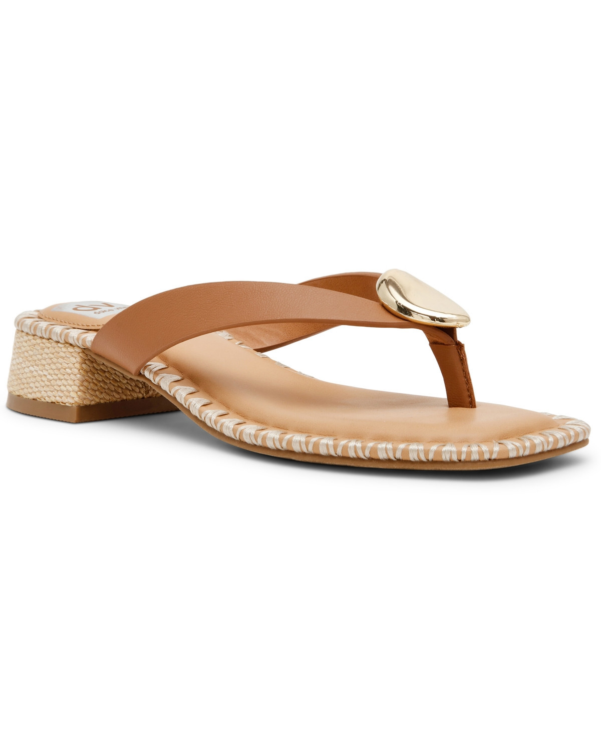 Dv Dolce Vita Women's Nuala Whipstitch Embellished Thong Slip-On Dress Sandals - Toffee | Macy's