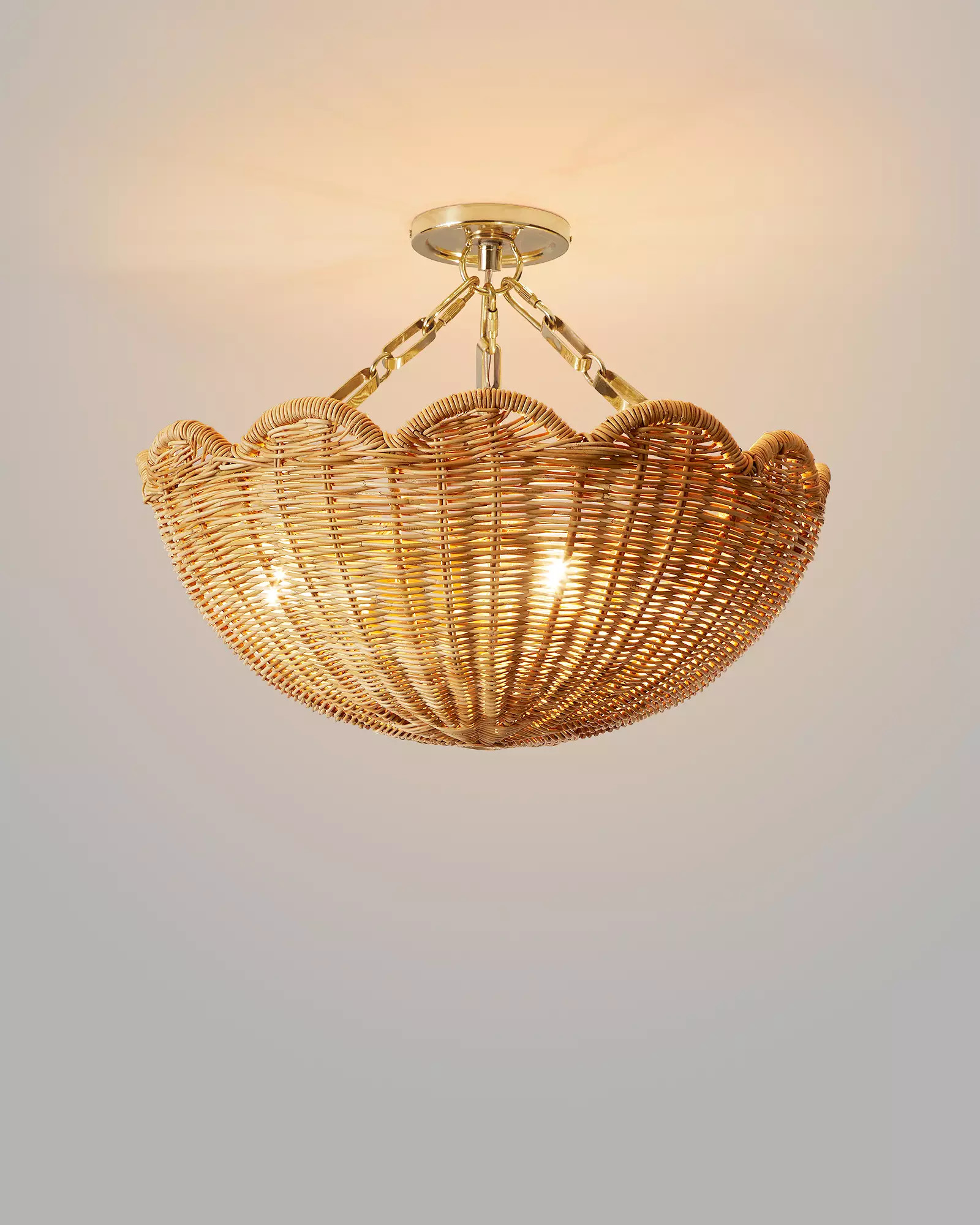 Scallop Rattan Semi Flush Mount | Serena and Lily