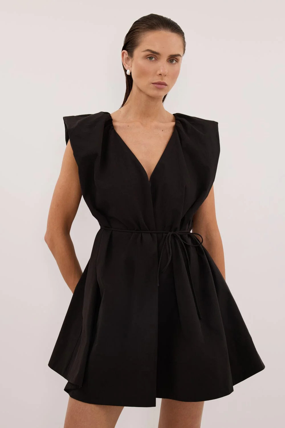 SABRE BLACK COTTON MINI DRESS | DISSH