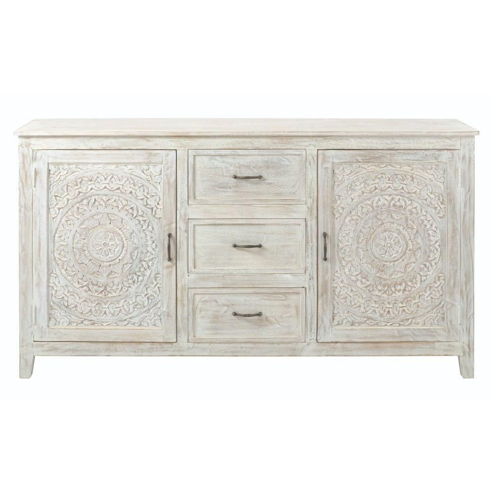 Home Decorators Collection Chennai 3-Drawer White Wash Dresser 9468000410 - The Home Depot | The Home Depot