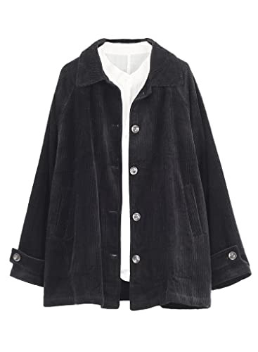 Minibee Women's Corduroy Jackets Long Sleeve Coats Button Down Outwear Tops with Pockets | Amazon (US)