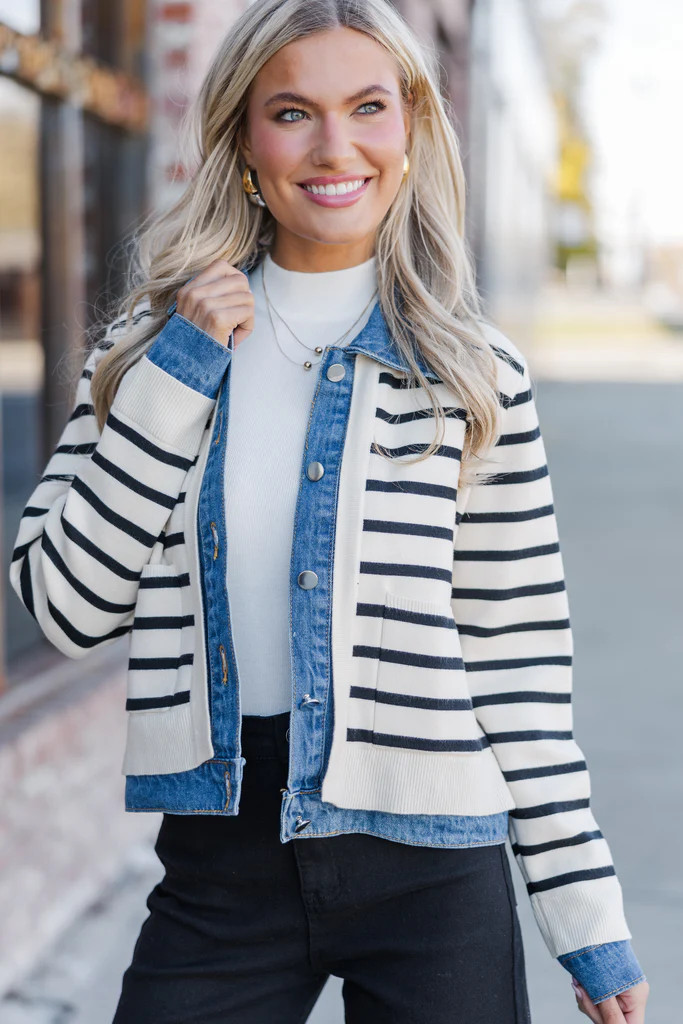 Make Your Choice Cream Striped Cardigan Jacket | The Mint Julep Boutique