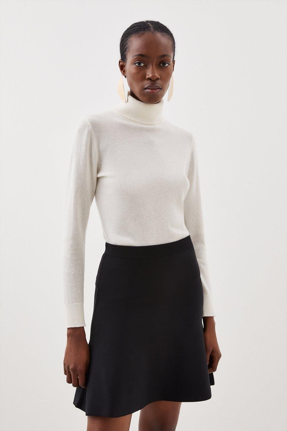 Premium Drape Compact Knit Flippy Skirt | Karen Millen UK + IE + DE + NL
