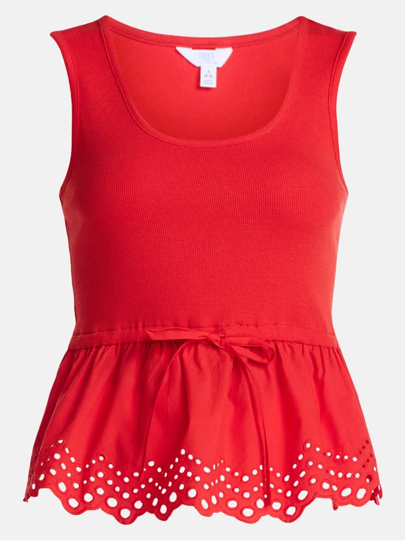 Time and Tru Women's Peplum Tank Top with Eyelet Trim, Sizes XS-XXXL | Walmart (US)