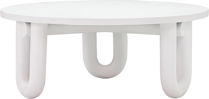 TOV Furniture Tildy 39.4" Round Concrete and Stone Coffee Table in White | Amazon (US)
