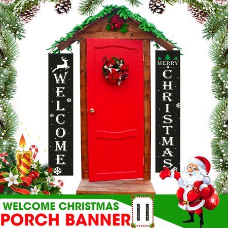 600D Oxford Cloth WELCOME, MERRY CHRISTMAS Christmas Banner Outdoor Decoration For Home Hanging Pend | Walmart (US)