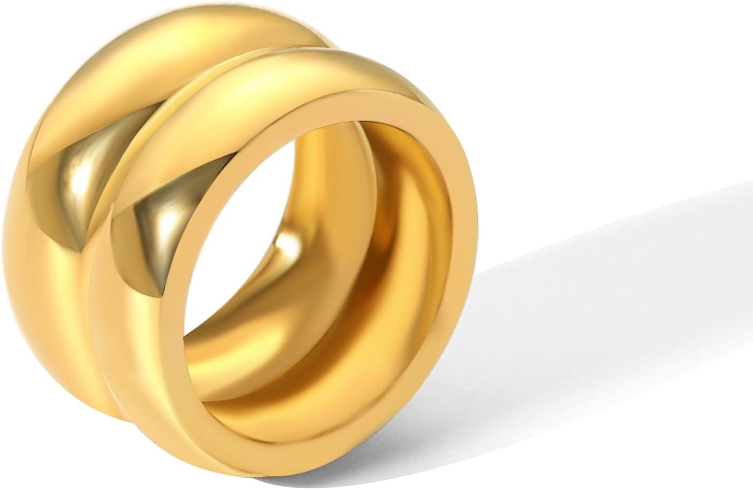 Chunky Gold Rings That Don't Tarnish Size 6-11 Silver Chunky Rings Stainless Steel Gold Statement... | Amazon (US)