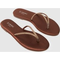 SIMMI Ersil Diamante Flip Flop Sandals in Dark Brown | Schuh