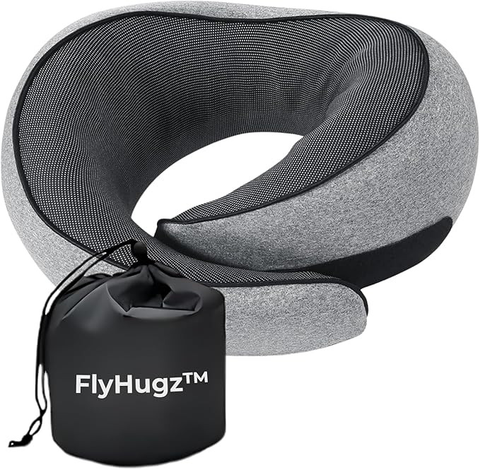 FlyHugz® Neck Travel Pillow | Memory Foam Neck Pillow for Comfort on Airplane | Compact and Ergo... | Amazon (US)