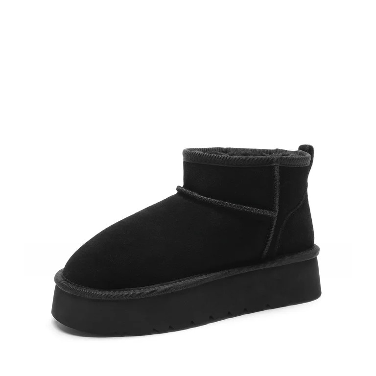 DREAM PAIRS Women's Platform Winter Snow Boots Genuine Suede, Water Resistant Mini Ankle Boots St... | Walmart (US)