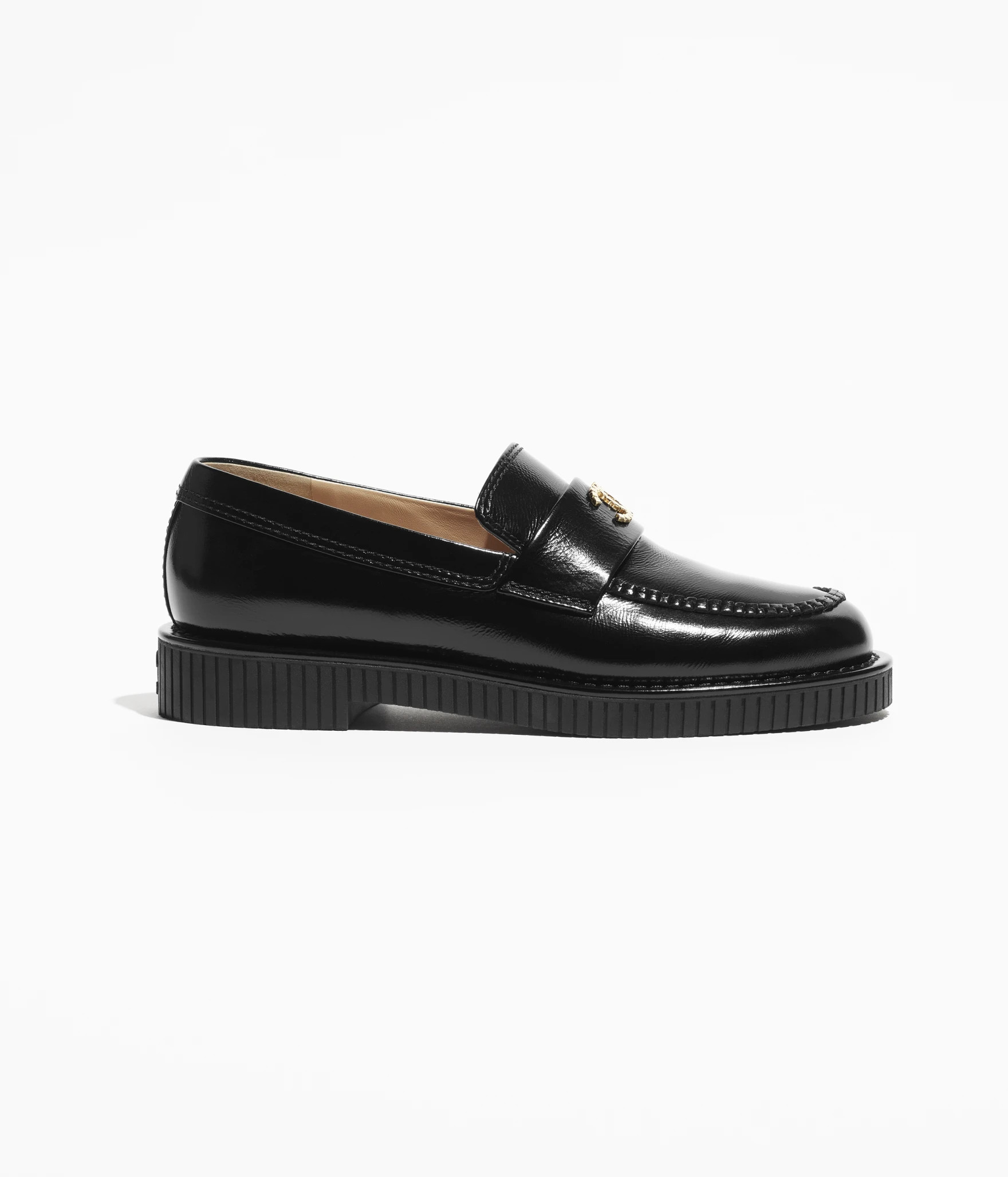 Moccasins - Shiny crumpled calfskin, black — Fashion | CHANEL | Chanel, Inc. (US)