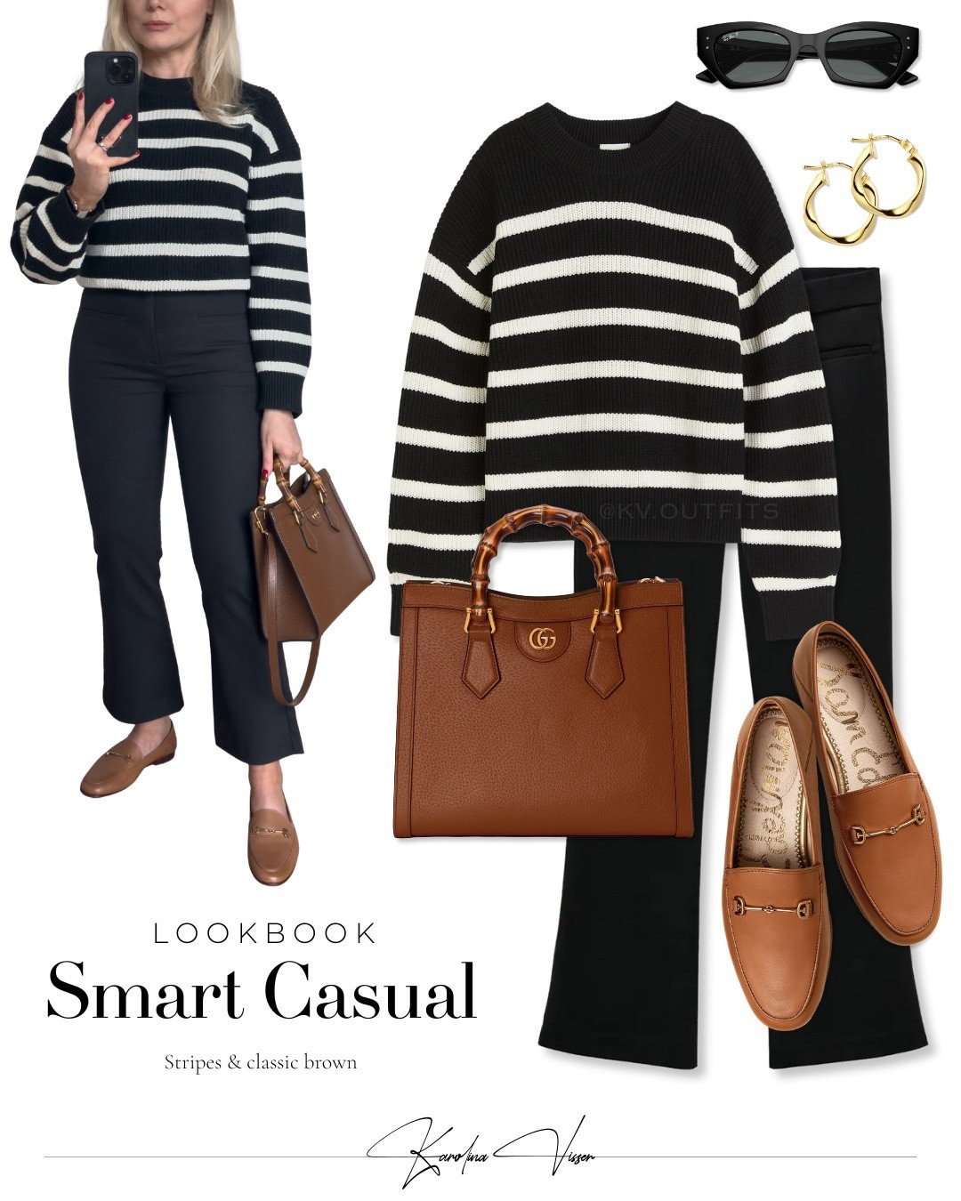 Smart Casual 🖤🤎

Tags: black and white striped cotton jumper h&m black mini flare trousers zara brown loraine bit loafers sam edelman brown leather gucci diana medium bag gold hoop earrings black ray-ban sunglasses timeless fashion elevated basics summer outfit spring outfit workwear office outfit casual chic style

#LTKworkwear #LTKsummer #LTKstyletip