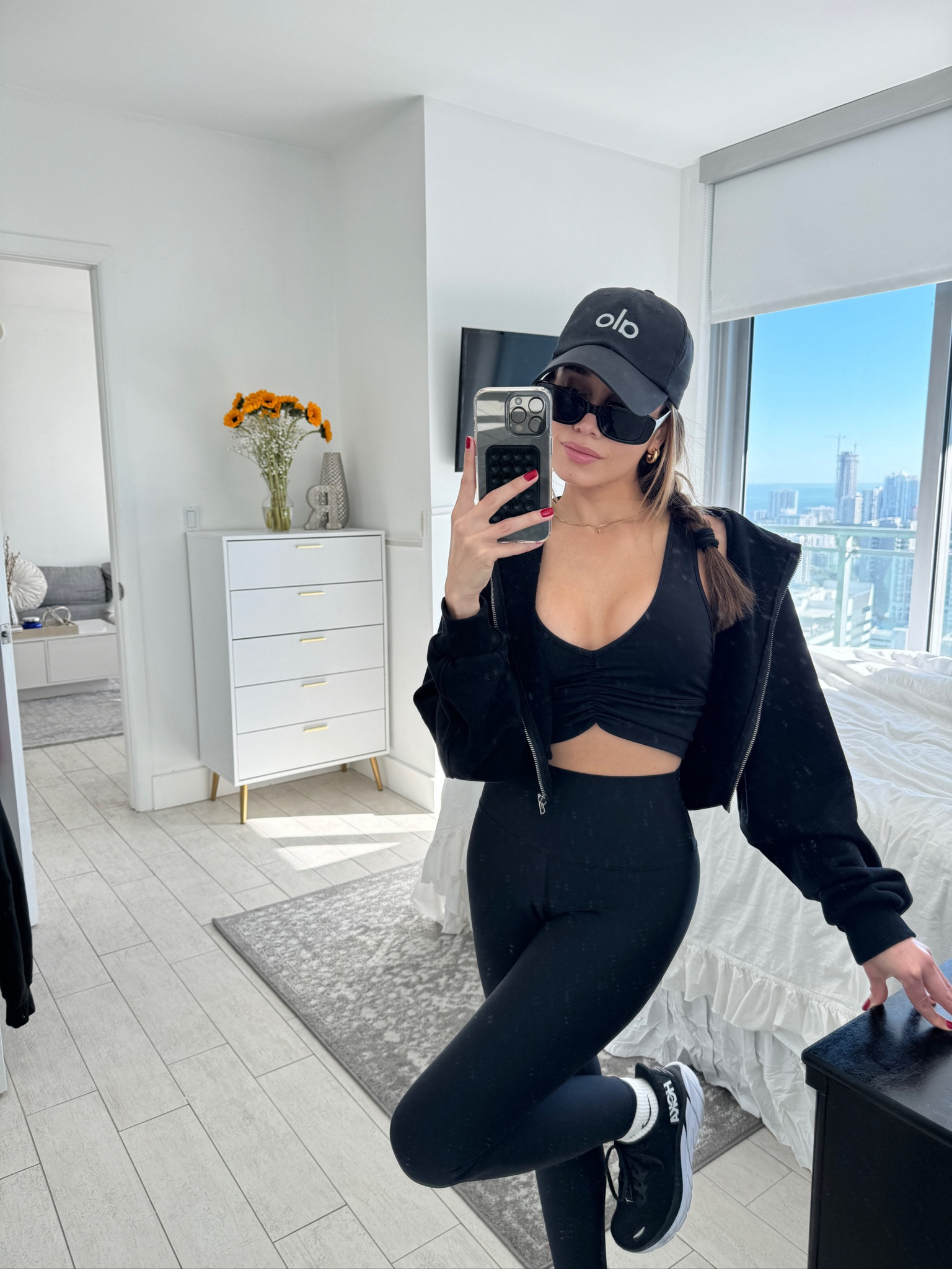 Alo yoga bra size XS (for ref i’m a size 34b/32c) 
Alo yoga leggings size XXS
Alo yoga hoodie size Small
Alo yoga hat
Amazon sunglasses 
Hoka sneakers 

#LTKMostLoved #LTKfitness #LTKshoecrush