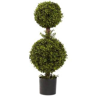 35 in. Artificial Double Boxwood Topiary | The Home Depot