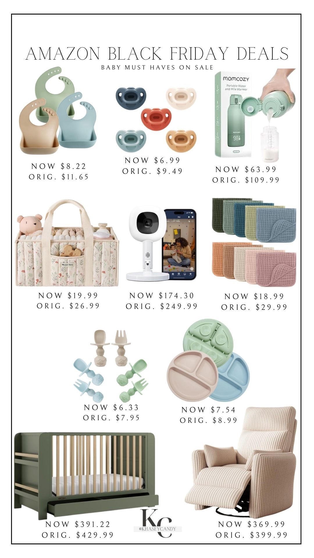 Amazon Black Friday Baby Registry Essentials

baby crib, diaper caddy, bibs, pacifiers, baby monitor, muslin cloths, bottle warmer, recliner chair 

#LTKBaby #LTKCyberWeek #LTKmomlife