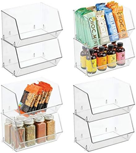 mDesign Plastic Open Front Food Storage Bin for Kitchen Cabinet, Pantry, Shelf, Fridge/Freezer - ... | Amazon (US)