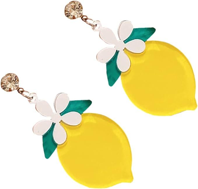 Lemon Earrings Cute Flower Dangle Earrings Crystal Drop Earring Funny Ear Accessories for Women J... | Amazon (US)