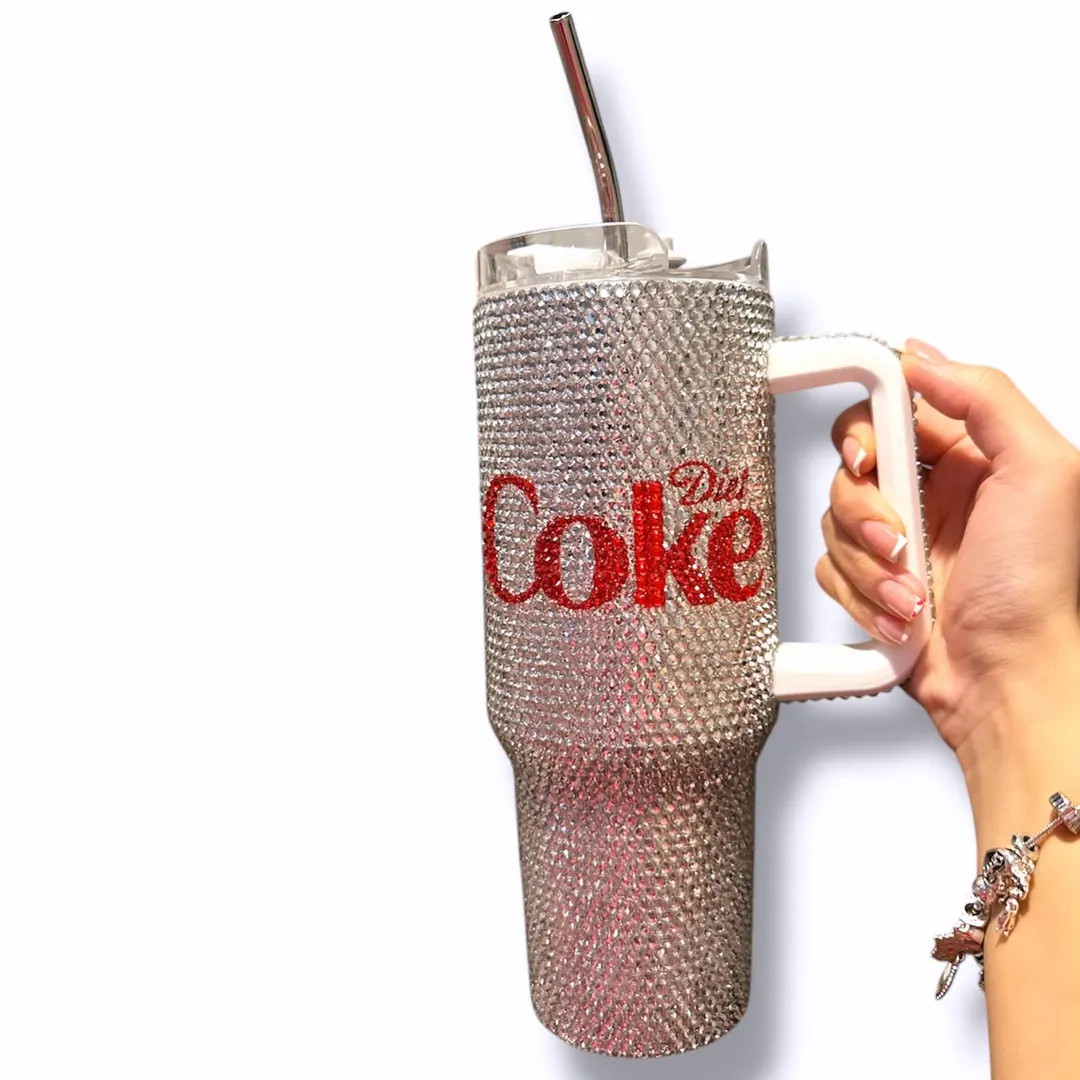 Handmade Custom 40oz Diamanté Embellished Diet Coke Inspired Rhinestone Tumbler Cup - Personalis... | Etsy (US)