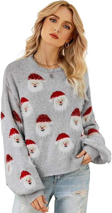 Yimoon Ugly Christmas Sweater for Women Xmas Holiday Party Funny Santa Sweater Cute Cropped Knitt... | Amazon (US)