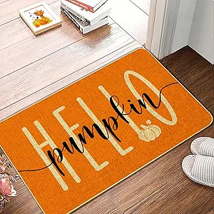 Hello Pumpkin Door Mat Welcome Decorative, Autumn Thanksiving Pumpkin Farmhouse Outdoor Indoor Pa... | Amazon (US)