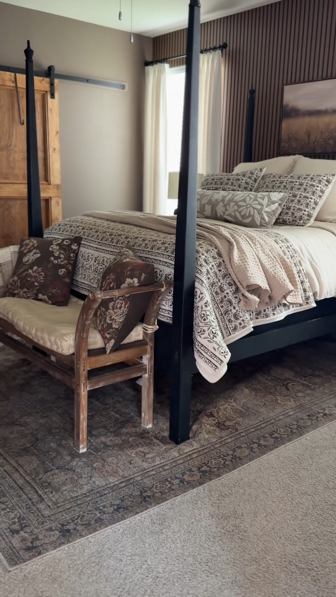 Mossy cozy neutral bedroom
Vibes, linen bedding, brown bedding, printed quilt 

#LTKHome #LTKmomlife #LTKU