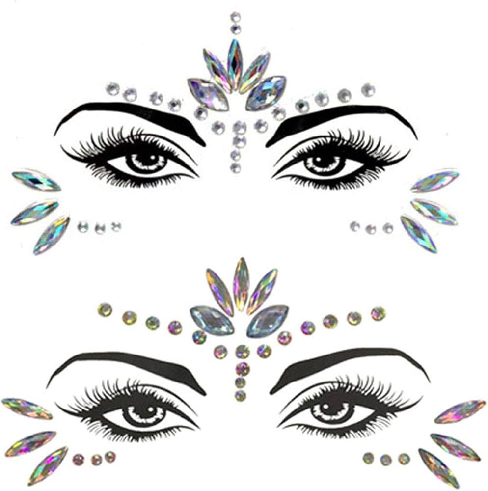 Mermaid Face Gems Stick Jewels for Women Cosplay Mermaid Halloween Club Body Eye Face Gems Makeup... | Amazon (US)