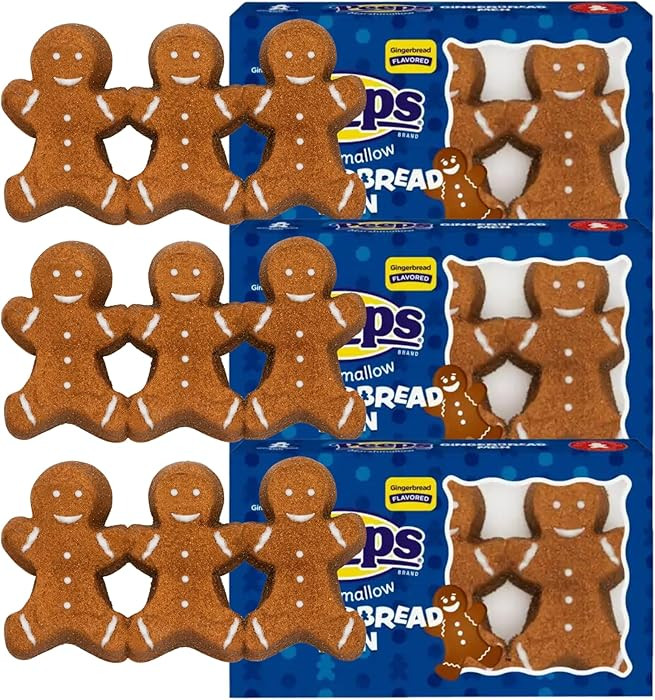 Needzo Gingerbread Peeps Candy Christmas Marshmallows, Holiday Desserts, Colorful Sugar Coated Ch... | Amazon (US)