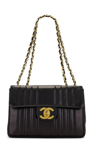 Chanel Caviar Jumbo Mademoiselle Flap Bag in Black | FWRD 