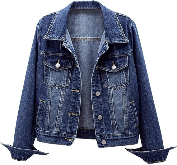 Ladyful Women's Bride Casual Jean Jacket Distressed Ripped Denim Jacket Coat with Pockets | Amazon (US)