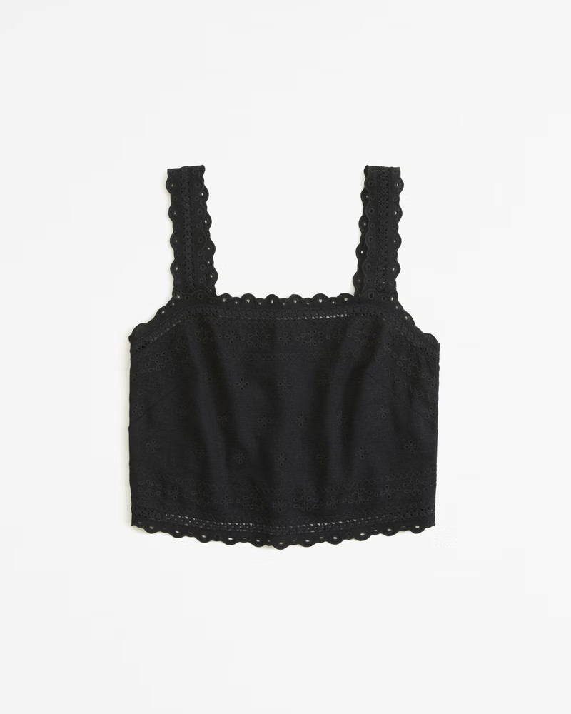 Women's Linen-Blend Tie-Back Squareneck Top | Women's Tops | Abercrombie.com | Abercrombie & Fitch (US)