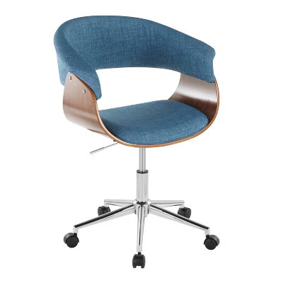 Lyngins Modern Mid Century Wood Office Swivel Desk Chair,Thick Cushion Adjustable Tesk Chair for Office,Study,Blue | Target