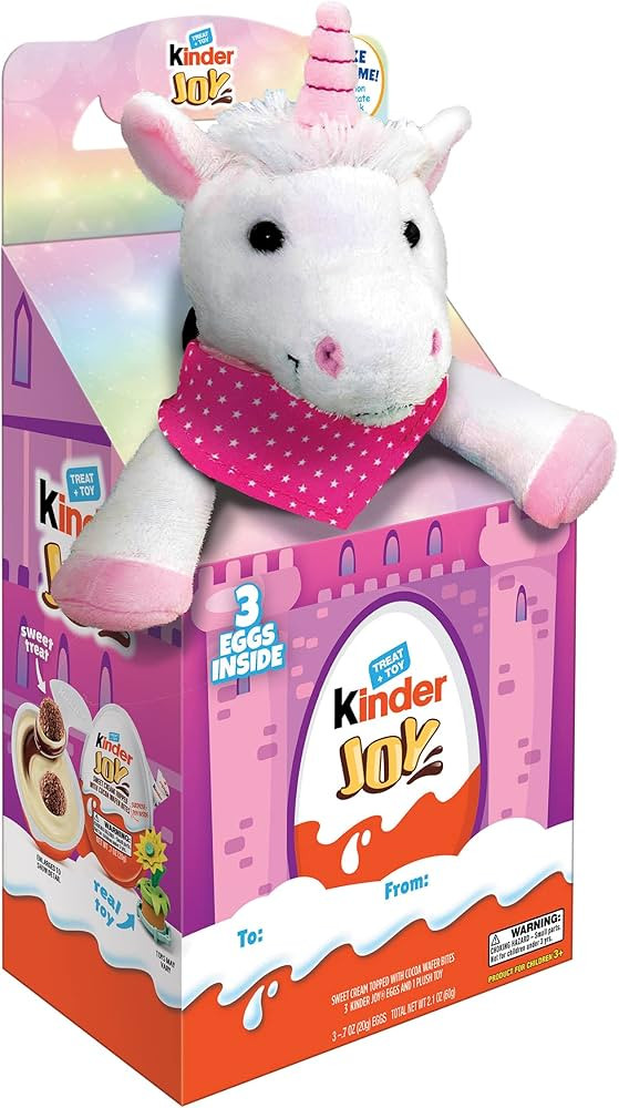 Kinder Joy Eggs, Cream and Chocolatey Wafers with Toy Inside, Unicorn Plush, Great Valentine's Da... | Amazon (US)